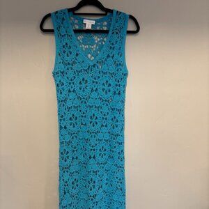 House Of Harlow Blue Crochet Festival Maxi Dress Womens Size S Y2K Hippie Sexy